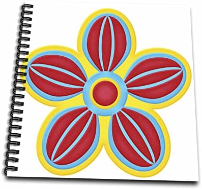 Ilustração de flores com círculo moderno vermelho, azul claro e amarelo 3drose - Livros de desenho