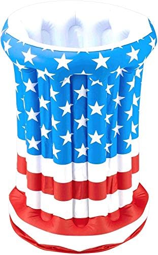 PMU Patriótico Inflável Drink Cooler 4 de julho 4º Dia da Independência e Stripes American US Bandle Up Blow Up