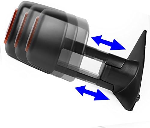 Lateral direito preto potência aquecida de vidro telescópio w/âmbar sinal de luz LED Mampes de reboque lateral