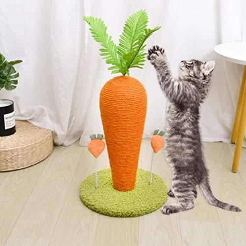 Fenteer Sisal Cat Risping Post Toy Carrot Atividade Árvore para gatinhos e gatos de estimação, 30x30x43cm