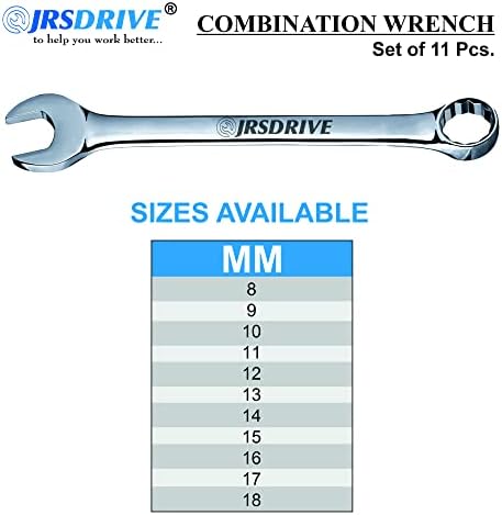 Chave de combinação JRSDRIVE, 11 conjunto de peice, métrica 8mm-18mm, CR-V,