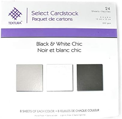 Homeford Black and White Chic Cardstock Pad, 6 polegadas, 24 peças
