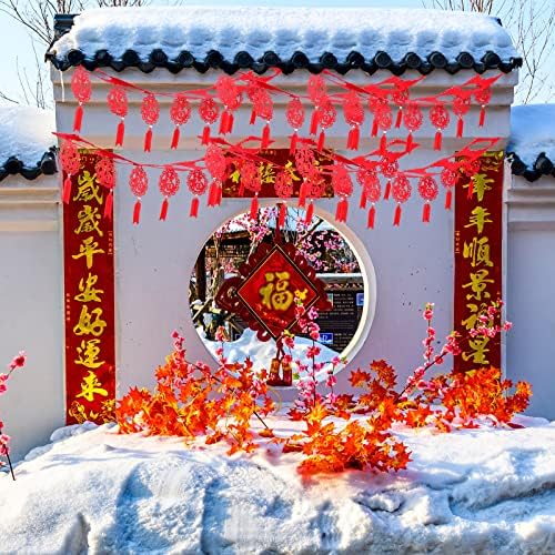 10 PCS Ano Novo Chinês Fu Garland Chinês Boa sorte Banner 2023 Ano do Rabbit Lunar Chinese Novo Ano Novo Decoração
