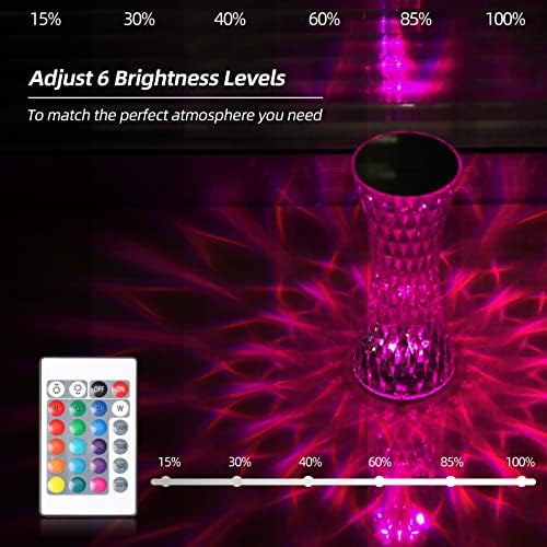 Lâmpada de mesa de cristal de brimeaws, 16 cor RGB com toque e controle de controle remoto, luz noturna,