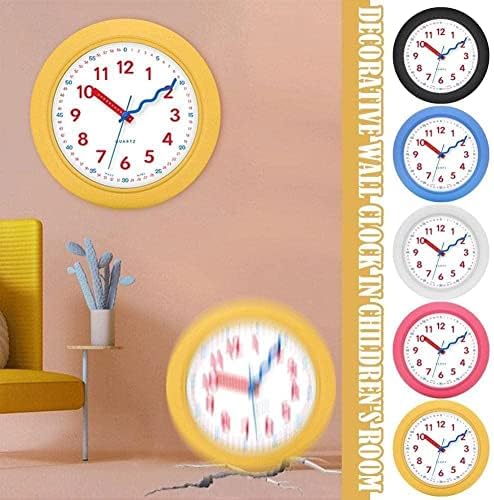 Relógio de parede moderno amarelo Relógio fofo da sala de estar para crianças mesa de presente relógio