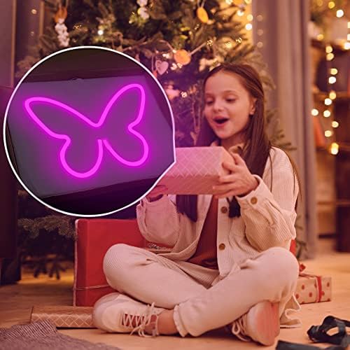 Butterfly Neon Sign 8.9 x 6.3, USB Light Up Sinais de LED, presentes para meninas adolescentes, idéias de presentes