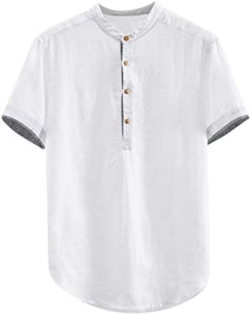 Topunder Men Baggy Cotton Linen Solid Slave Button Retro T camisetas blusas