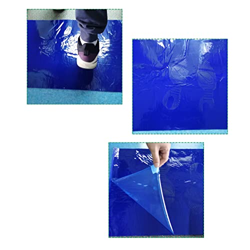 HFS 4 tapetes de 30 folhas de adesivo azul 18 x 36 para sala limpa, laboratório, hospital, 4 tapetes/caixa