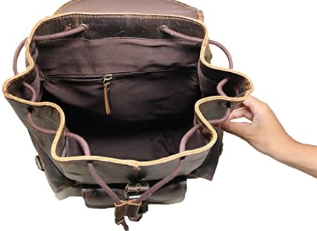 Backpack de couro de Brown Buffalo Vintage Rucksack resistente à água Casual Daypack College Bookbag de viagens