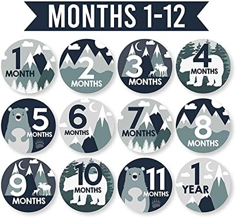 20 adesivos mensais do bebê Milestone Boy - Adventure Baby Monthly Milestone Stickers para menino, Milestone
