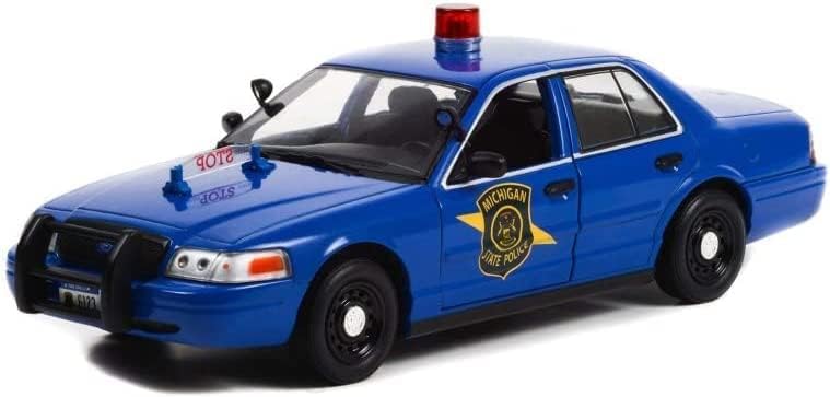 Diecast Car W/Exibir estampa - 2008 Ford Crown Victoria Police Interceptor, Blue Dark - Greenlight 85553 - 1/24 Carro Diecast Scale