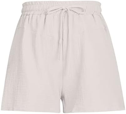 Shorts femininos verão de verão elástico e elástico casual praia fluxo shorts plissados ​​roupas