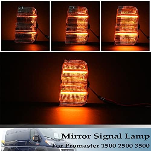 NSLUMO Sequencial LED LAFELAR LUZES COMPATÍVEIS COMPATÍVEL com 2014-2022 Ram Promaster 1500/2500/3500 Reboque Indicador de sinalização do espelho de rebote
