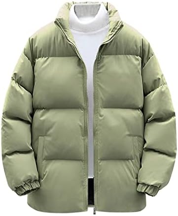 Jaqueta de puffer de inverno uofoco para homens casuais colorida sólida de manga comprida Zip up Mens de tamanho grande com bolso