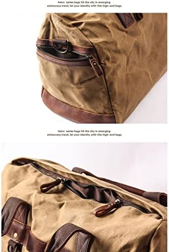 Lepsjgc impermeabilizado de lona de couro para homens de viagem bolsa de bagagem de mão de bagagem de mão