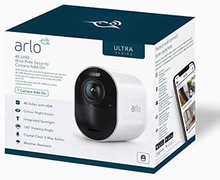 Arlo Ultra Smart Home Security Câmeras, alarme, recarregável, visão noturna colorida, interno/externo, 4K