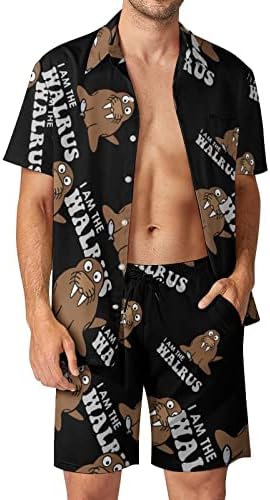 Baikutouan Eu sou o Walrus Men's 2 Piece Hawaiian Circh Suit