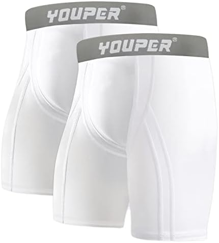 YouPer shorts de compressão para adultos com bolso de xícara, apoiador atlético masculino para beisebol e futebol