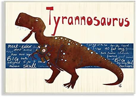 The Kids Room de Stupell Tyrannosaurus Dinosaur Retângulo Placa de parede, 11 x 0,5 x 15, orgulhosamente