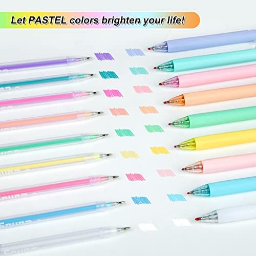 18 canetas de gel de cor pastel, canetas de tinta de gel retrátil fofas, canetas estéticas para o diário, notebook,