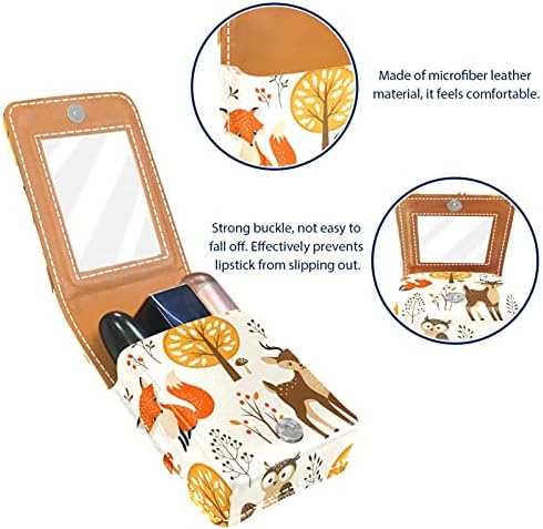 Fox Owl Deer Rabbit Bird Lip Gloss Holsick Case de maquiagem portátil Bolsa de maquiagem Lipstick Organizer Case com Mini Mini Lipstick Storage Box for Women