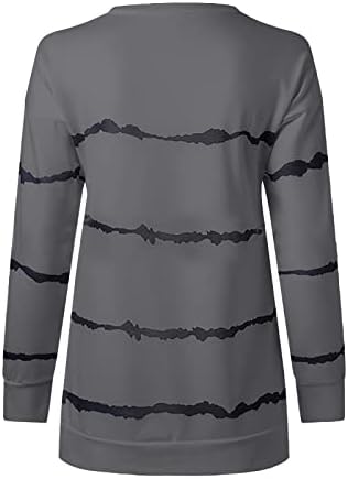 Camisa de outono Nokmopo para feminino 2022 moda casual calco redondo de pescoço redondo de manga longa cintura