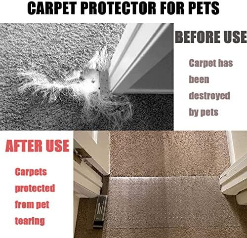 Protetor de tapete não escorregadio de 5,2 pés para animais de estimação, rolha de arranhões de carpetes de plástico