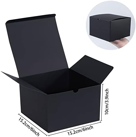 Nignya Black Gift Boxes 6x6x4 20 PCs Caixas de festa pretas com tampas Party de casamentos da caixa de dama de honra para presentes, montagem fácil