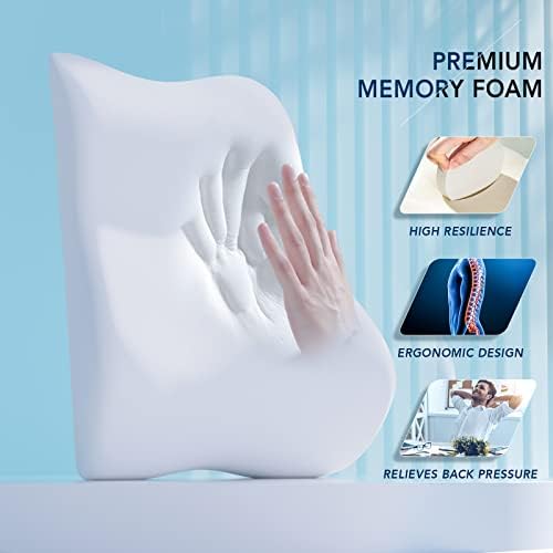 Travesseiro de suporte lombar para cadeira de escritório, almofada de espuma de memória com capa