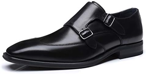La Milano Mens Double Monk Strap Slip em Loue Cap Toe Leather Oxford Formal Business Casual Confortable Shoes para homens
