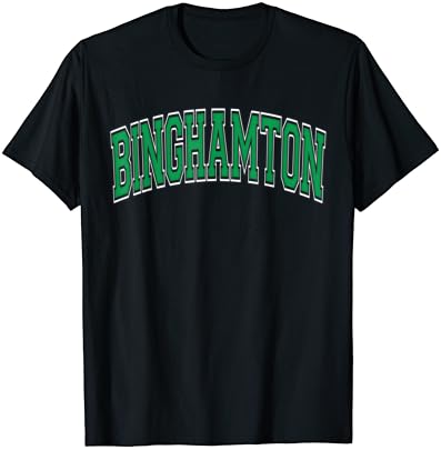 T-shirt de texto verde de estilo do time do colégio Binghamton NY New York
