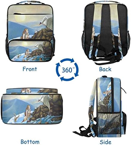 VBFOFBV UNISSISEX Adult Backpack com para trabalho de viagem, Mermaid Crane Ocean
