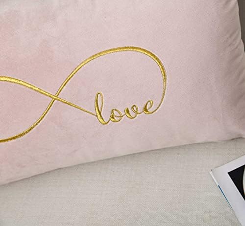 Favdec bordado rosa infinito amor decorativo tampa de travesseiro, capa de travesseiro de amor lombar 12 polegadas x 20 polegadas apenas tampa