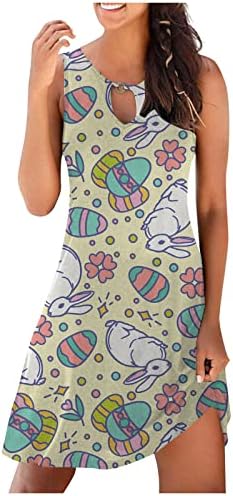 Vestido de ovo de páscoa de feminino lcepcy vestido de tanque solto casual 2023 verão mini vestido de praia
