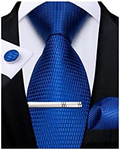 DiBangus Men's Silk Gcoectie Solid Plain Tie e Pocket Square Bufflink Set Wedding Business Wedding