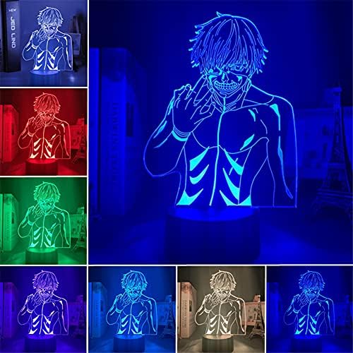 Ken Kaneki 3D Lâmpada LED acrílica Anime Manga Figuras Night Gelas de mesa leve luminárias para luzes