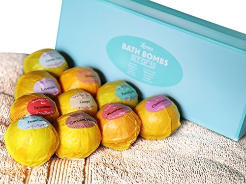 Bath Bombs Gift Greet - 10 aromas exclusivos - ótima ideia para mulheres, mãe, meninas, adolescentes, graduação, dia dos namorados e aniversários - aromaterapia de spa - relaxamento em uma caixa