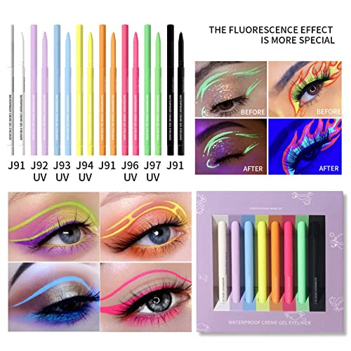 8pcs Eyeliner líquido impermeabilizado colorido delineador colorido colorido lápis lante