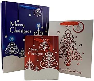 Bolsas de presente de Natal tamanhos variados - conjunto de 15, volume, grande, médio, pequeno, alças, etiquetas