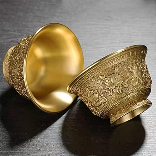 Houkai 6pc relevo tigela de cobre bronze bronze auspicioso tibetano cup cúmula de água buda tigela tigela de