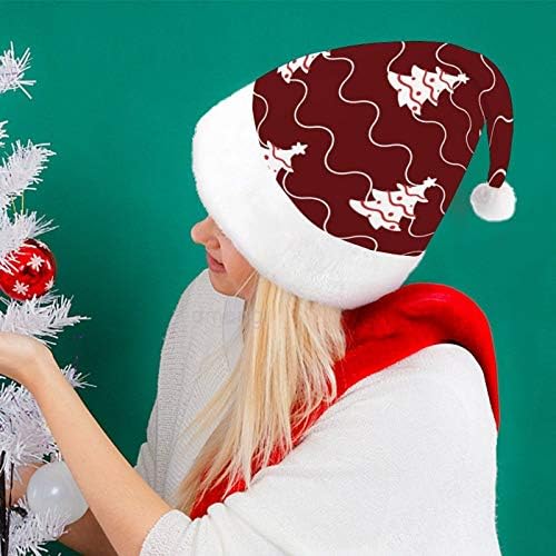 Chapéu de Papai Noel de Natal, Árvore de Natal Onda Vermelha Chapéu de Férias de Xmas para Adultos, Unisex Comfort Hats de Natal para Festas Festivas Festivas Festas Festas Festas Evento