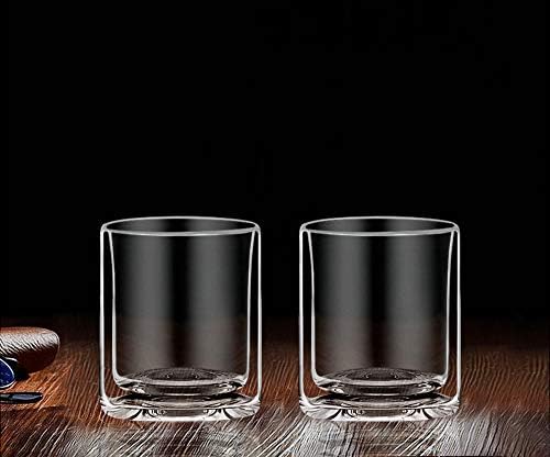 Sun's Tea Double Wall Whisky/Scotchs Rocks Glass Conjunto 5.5oz | Bebidas antiquadas e copos de coquetel | Tumbler isolado transparente - conjunto de 2