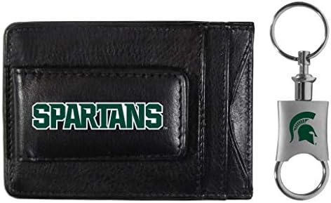 Siskiyou Sports NCAA Michigan State Spartans Unissex Leather Cash & Card Totholder & Chain Chain, preto, tamanho