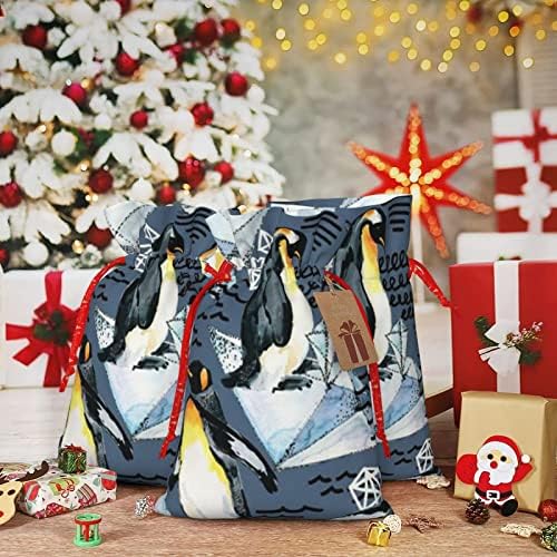 Sacos de presentes de natal de traços de natal pingun stone-gunny apresenta sacos de embrulho de sacos de presente de natal, bolsas de sacos de embalagens