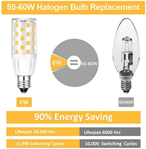 YOMIS Dimmível E11 LED lâmpada, branca quente 3000k, 6W equivalente a 40w 50w 60w Bulbos de halogênio, lâmpadas