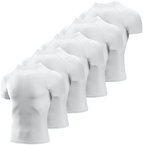Camisetas de compressão de niksa masculino 5 pacote, compressão atlética de manga curta Tops