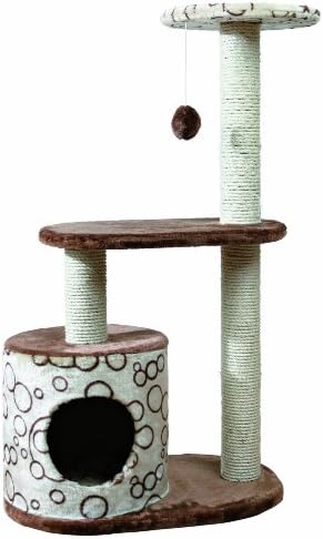 Trixie Casta Cat Tree com condomínio | 2 plataformas | Brinquedo de gato pendurado, creme, 1 nível