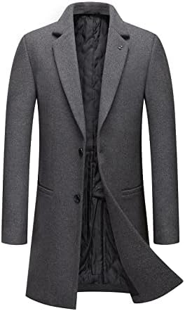 Jaquetas para homens negócios mídia de lã de lã de lã Stand up colar e casacos quentes espessados ​​de algodão