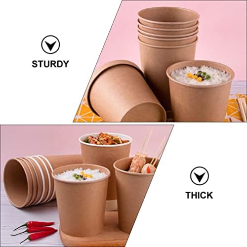 Zerodeko copo portátil 25 conjuntos tigela descartável com tampas de papel recipientes de sopa de mingau xícaras de alimentos para alimentos de iogurte de iogurte recipiente