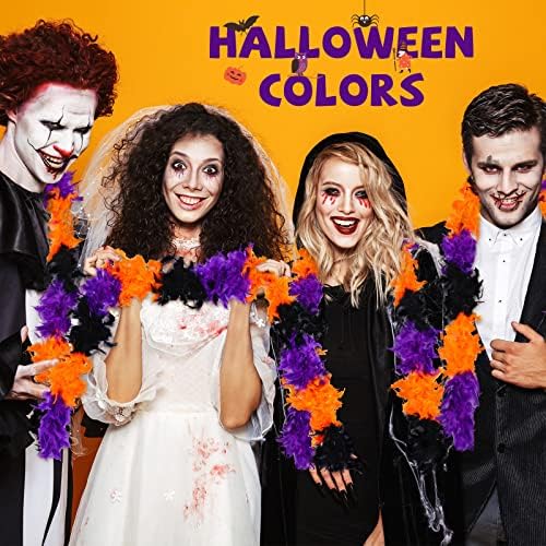 Willbond 3 PCs Halloween Feather Boas 6 pés de comprimento laranja preto roxo garotas penas boa halloween peru as